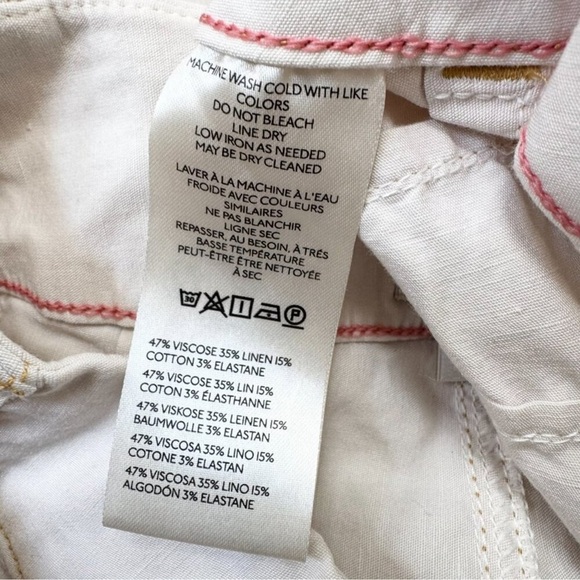 NWT Anthropologie Maeve Colette Cropped Wide Leg Pants Linen Cream Contrast 26 - Picture 10 of 12